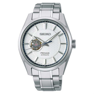《SEIKO》精工 Presage SPB309J1 鏤空開芯 鋼錶帶 機械男錶 6R38-00A0S 銀/白 40mm