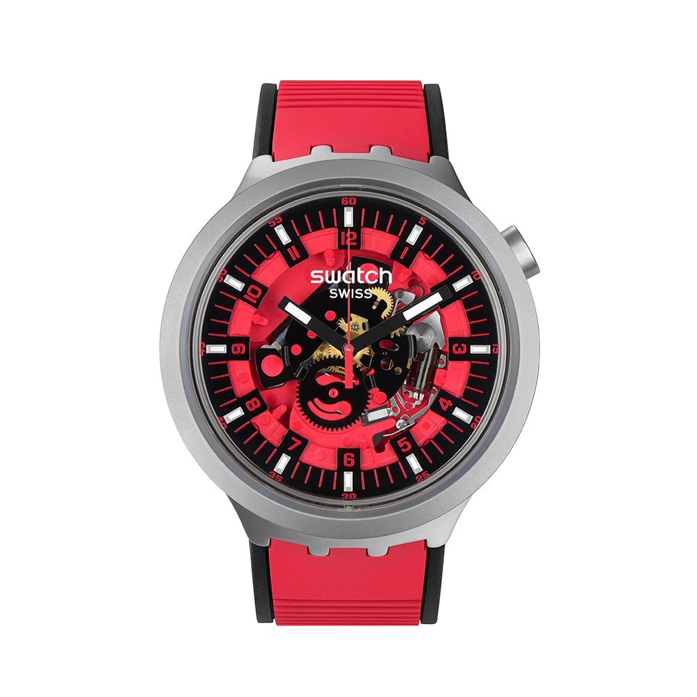 【SWATCH】BIG BOLD 金屬手錶 RED 果漾紅 (47mm) 瑞士錶 男錶 女錶 SB07S110