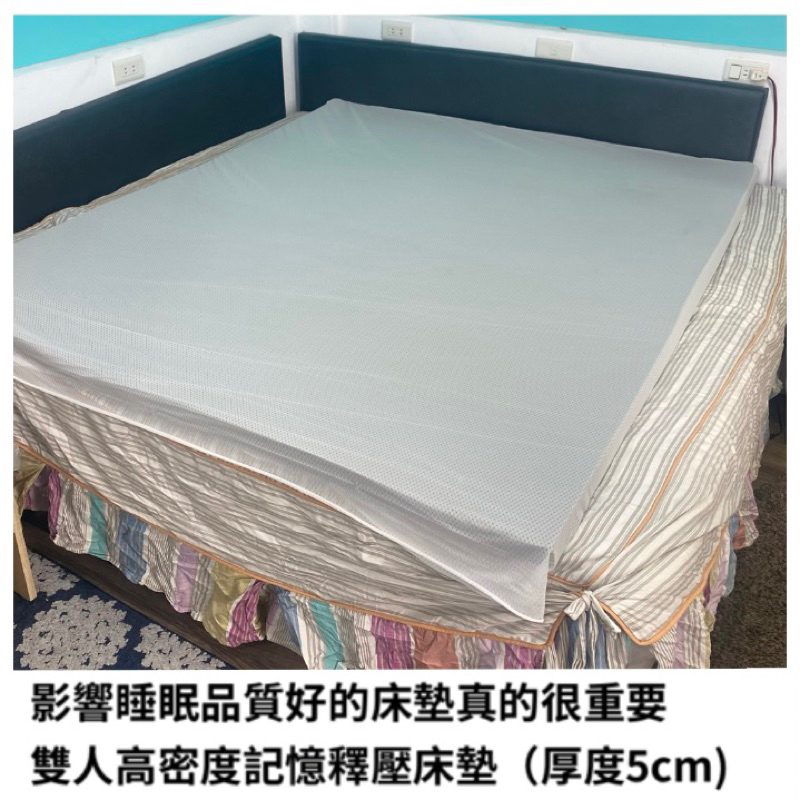 台灣製造雙人高密度記憶釋壓床墊（厚度5cm)尺寸：150x189