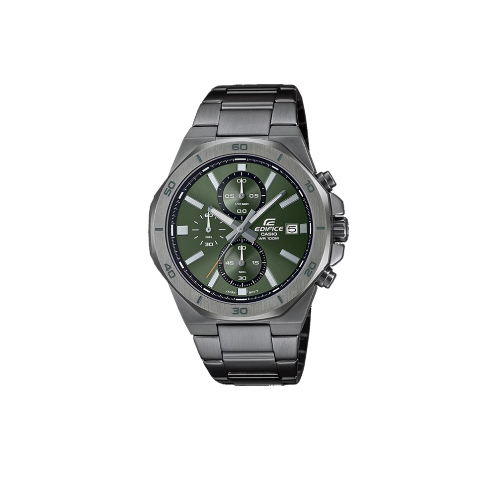 【WANgT】CASIO卡西歐 EDIFICE EFV-640DC-3AV 八角運動計時鋼帶手錶 鍍膜款