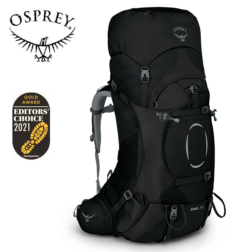 【Osprey 美國】Ariel 55 輕量登山背包 女 黑色｜健行背包 徒步旅行戶外後背包