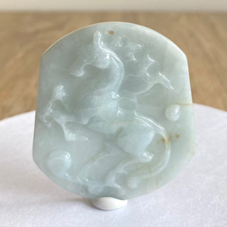 【採霏】天然緬甸玉A貨 翡翠 冰糯種淺綠馬上賺大錢玉墜