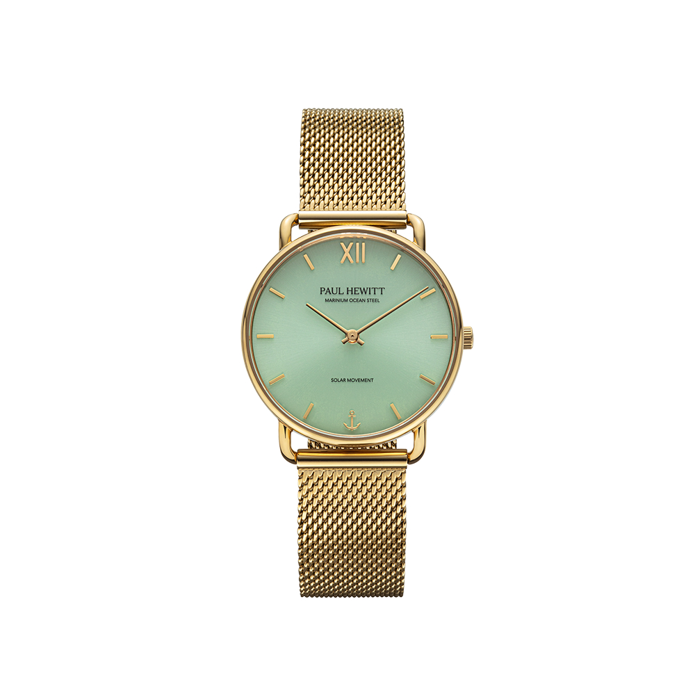 PAUL HEWITT德國設計師品牌手錶 | Solar Watch Sailor 金殼綠面光動能海洋鋼腕錶
