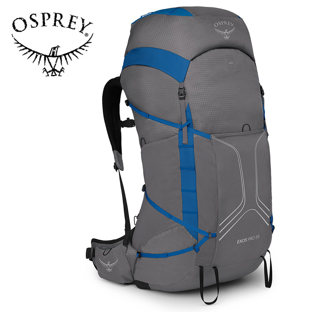 【Osprey 美國】EXOS PRO 55 輕量登山背包 灰藍｜超輕量健行背包 徒步旅行後背包