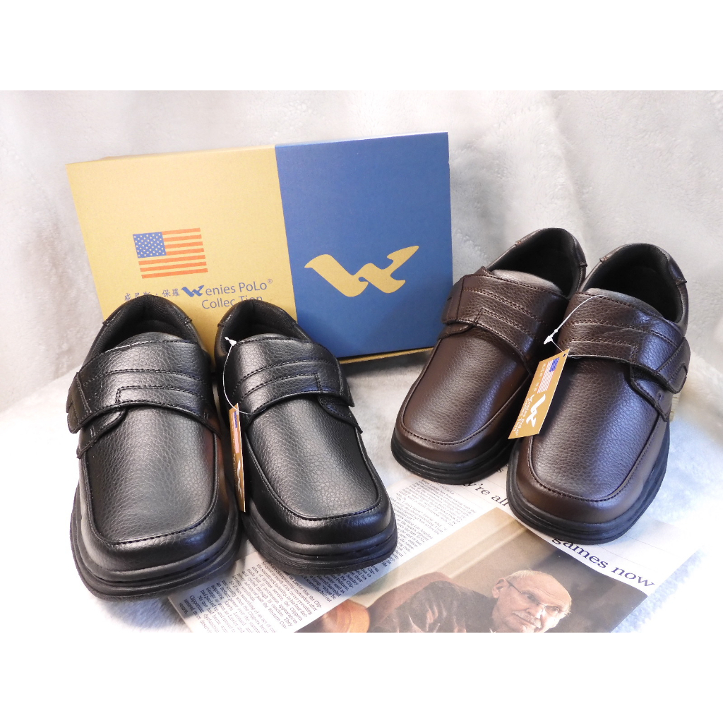 [ 附發票 ] Wenies Polo 威尼斯保羅 男士休閒皮鞋 休閒鞋 魔鬼氈穿脫 寬楦設計 兩色可選