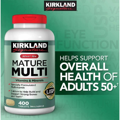 【美國有現貨(效期2025/03)】Kirkland 科克蘭 成人綜合維他命 50歲以上，多種維生素和礦物質，400片