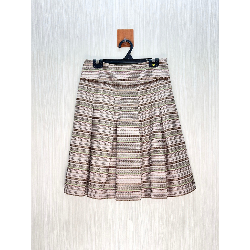 Sinequanone 法國製 細條紋絲質中長裙
