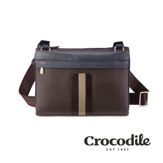 Crocodile鱷魚皮件 男生斜背包推薦 橫式側背包 真皮包包 Mocha系列-0104-10401