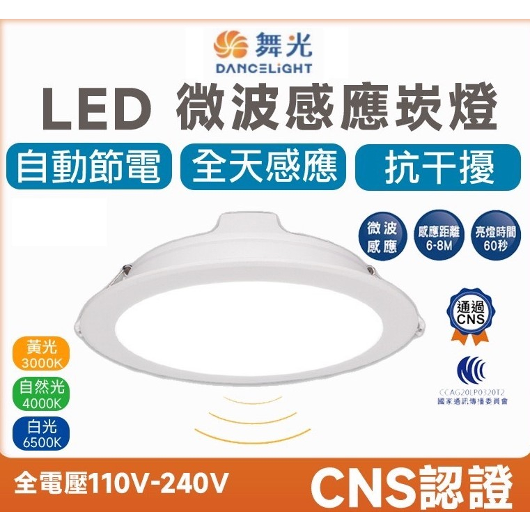 #現貨# 舞光 最新款 16W 15公分 LED微波感應崁燈 崁燈 感應燈 雷達波 CNS認證