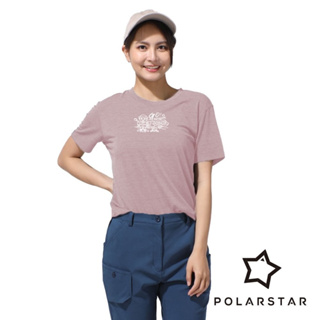 【PolarStar】女吸排休閒印花圓領衣 『淺粉紅』P23804 戶外 登山 露營 休閒 時尚 上衣 吸濕 排汗