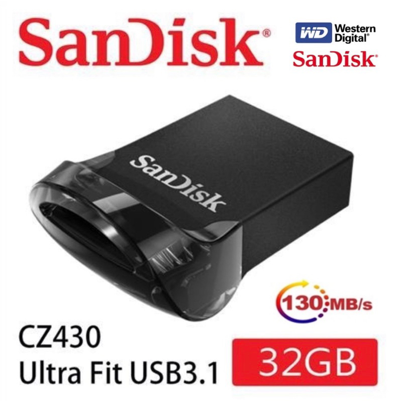 [加速升級版 130MB/s] SanDisk Ultra Fit USB 3.1 32GB 高速隨身碟 5年保固