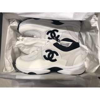 香奈兒Chanel 黑白logo熊貓運動鞋 球鞋38 日本專櫃購買付購買證明保證正品