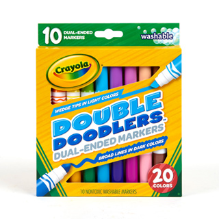 【美國繪兒樂Crayola】可水洗雙頭粗桿彩色筆10支(20色)｜兒童 創意 DIY 著色 2種粗細
