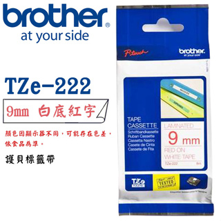 【3CTOWN】含稅公司貨 BROTHER 9mm 白底紅字 原廠 連續護貝標籤帶 TZe-222