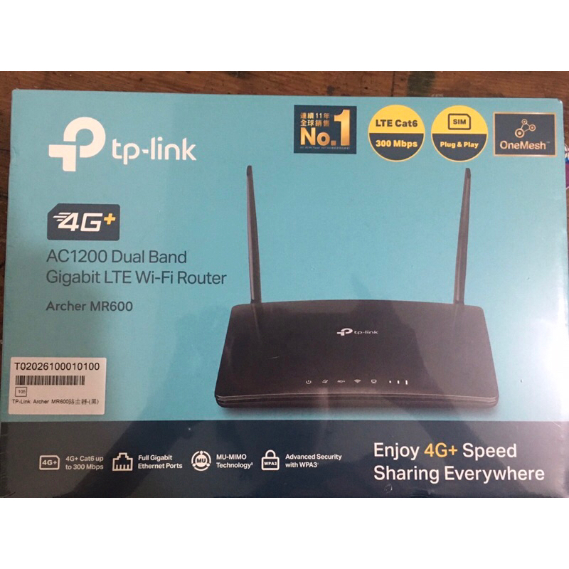 全新 TP-Link Archer MR600 路由器（黑）AC1200 4G+ LTE