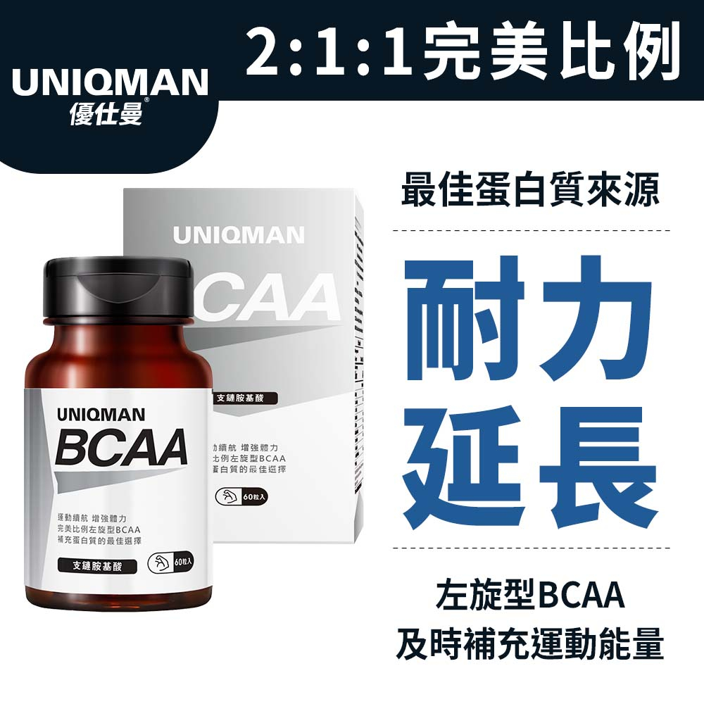 UNIQMAN BCAA支鏈胺基酸 膠囊 (60粒/瓶) 耐力延長/表現升級/運動補給/突破極限 官方旗艦店-新