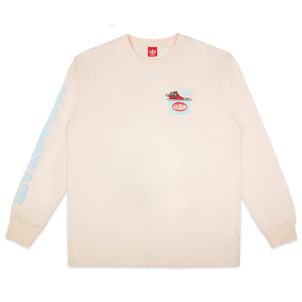 ICECREAM CUP OR CONE LS KNIT 薄長袖上衣 米白