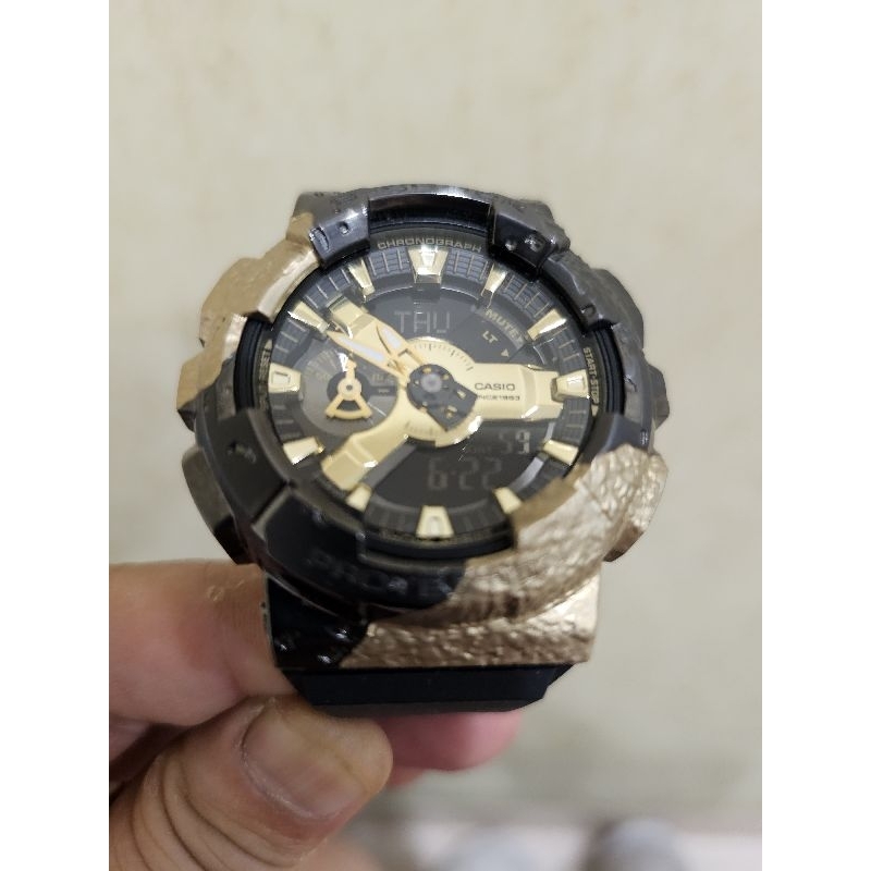 CASIO 卡西歐 G-SHOCK 40週年限定 探險家之石系列 黑金 方解石 金屬錶殼 人氣雙顯 GM-114GEM