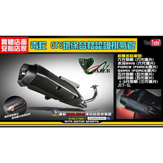 麥可倉庫機車精品【毒蛇進化 EVO GTS 環保 認證 排氣管 靜音款】合法管 認證設定