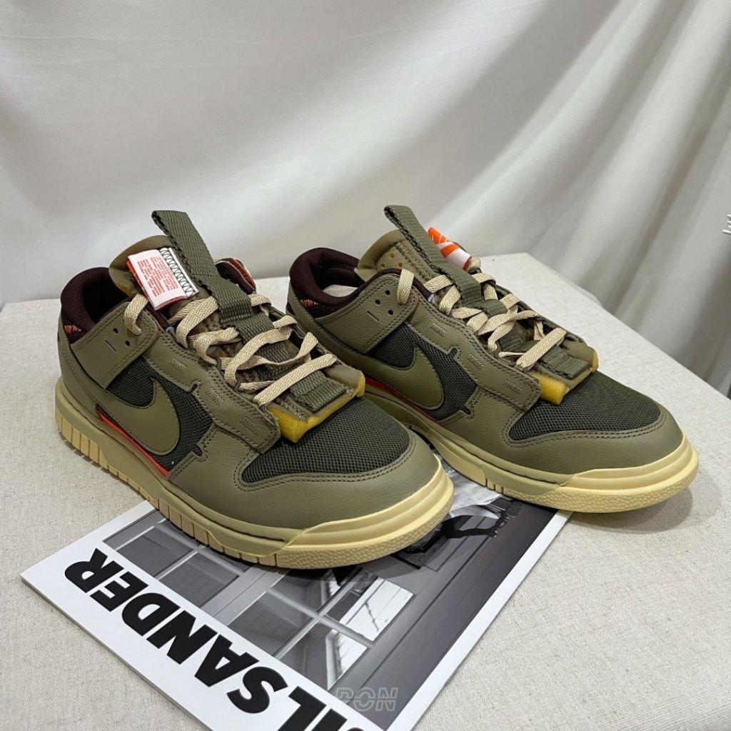 【PON】Nike Air Dunk Jumbo 氣墊 解構 軍綠 橄欖 拼接 男鞋 休閒鞋 DV0821-200