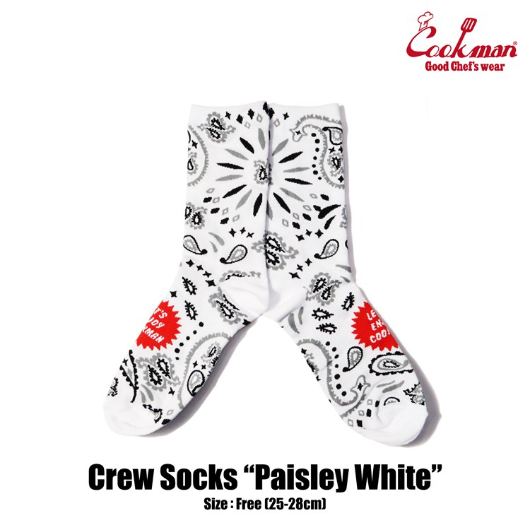 COOKMAN USA 233-31959 CREW SOCKS PAISLEY WHITE 中筒襪 (變形蟲白)