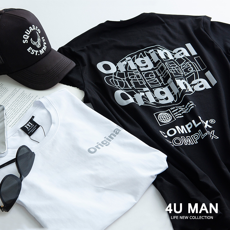 【4U Man】韓國 涼感 反光 ORIGINAL英文LOGO 短T 休閒 短袖上衣