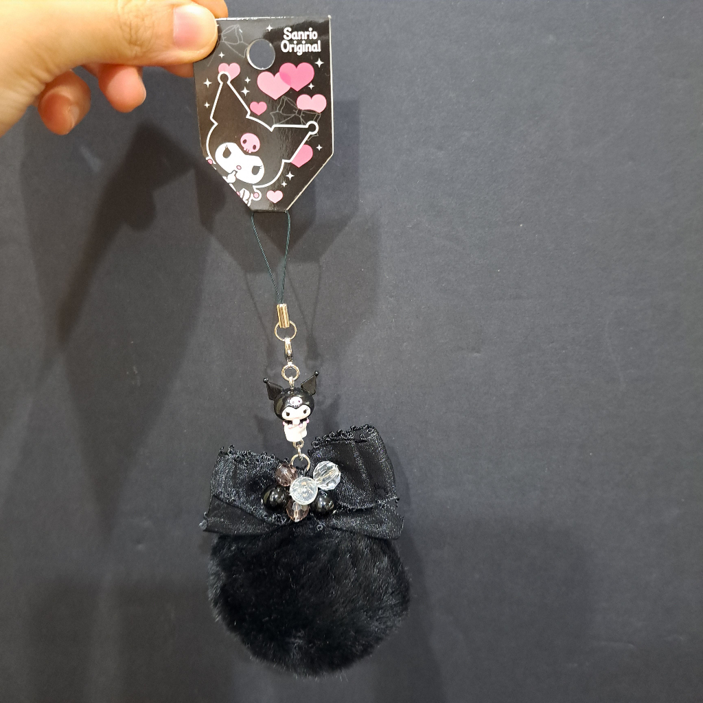 絕版收藏 酷洛米 KUROMI 蝴蝶結絨毛吊飾 鑰匙圈 手機掛飾