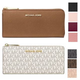 MICHAEL KORS 經典L型拉鍊長夾 老花PVC塗層帆布/十字紋防刮牛皮 皮夾 長夾 錢包 顏色任選MK(現貨)