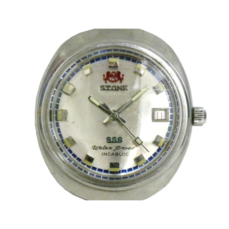 [專業] 機械錶 [STONE S3740] 石頭 手上鍊古董男錶[21石][銀白面+日期]/時尚/中性錶