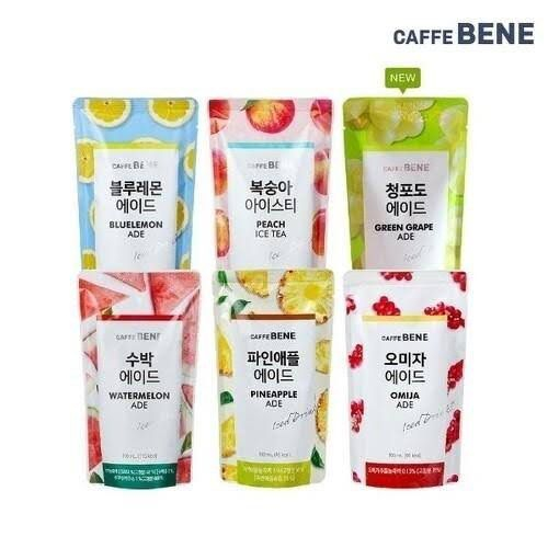 【3入組】Caffe bene 袋裝水果氣泡飲組 鳳梨/五味子/西瓜/桃子冰茶/藍檸檬氣泡水  攜帶方便