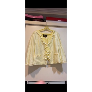 KERAIA克萊亞黃色兩件式繡花洋裝+外套L號