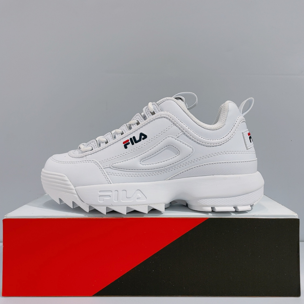 FILA DISRUPTOR II 女生 白色 老爹鞋 鋸齒鞋 厚底 皮革 運動休閒鞋 4-C608X-125