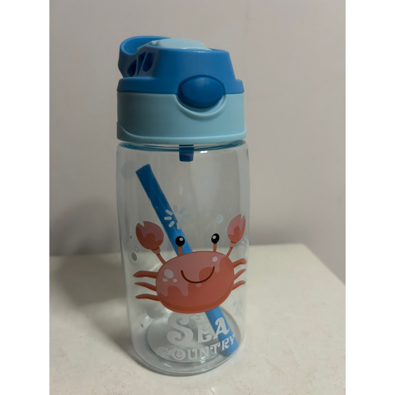 小孩水壺 螃蟹 吸管水壺夏季兒童便携鴨嘴式運動水壺 吸口保護蓋設計