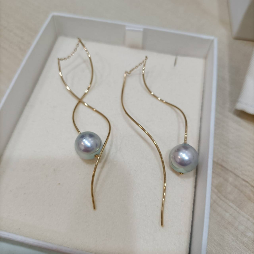 二手珠寶名品 TASAKI 野生珍珠垂墜耳環、耳飾，附保證書