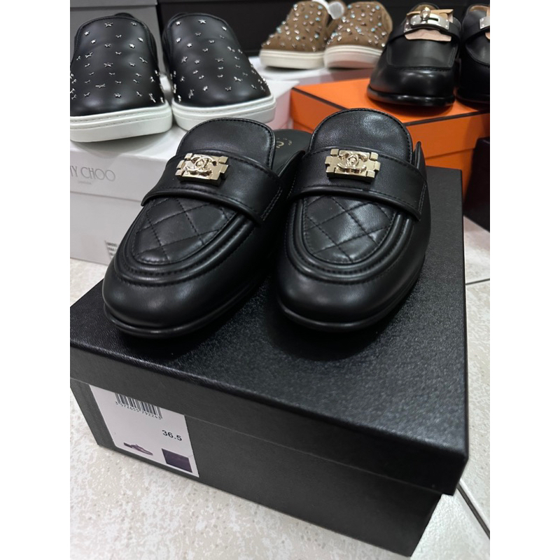 全新全配 Chanel boy 跟鞋 懶人鞋 穆勒鞋 sz:36.5 已貼底