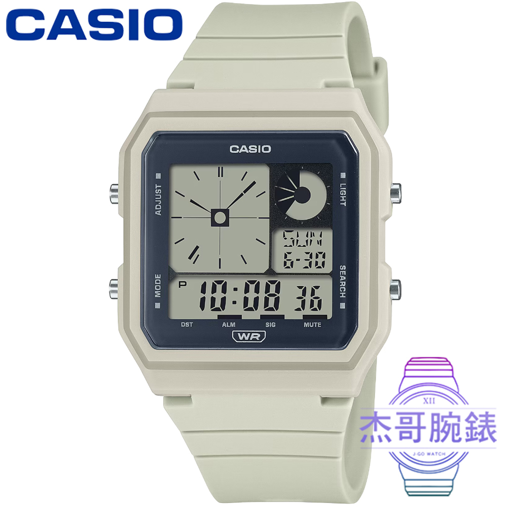 【杰哥腕錶】CASIO 卡西歐復古電子錶-米白 # LF-20W-8A (台灣公司貨)
