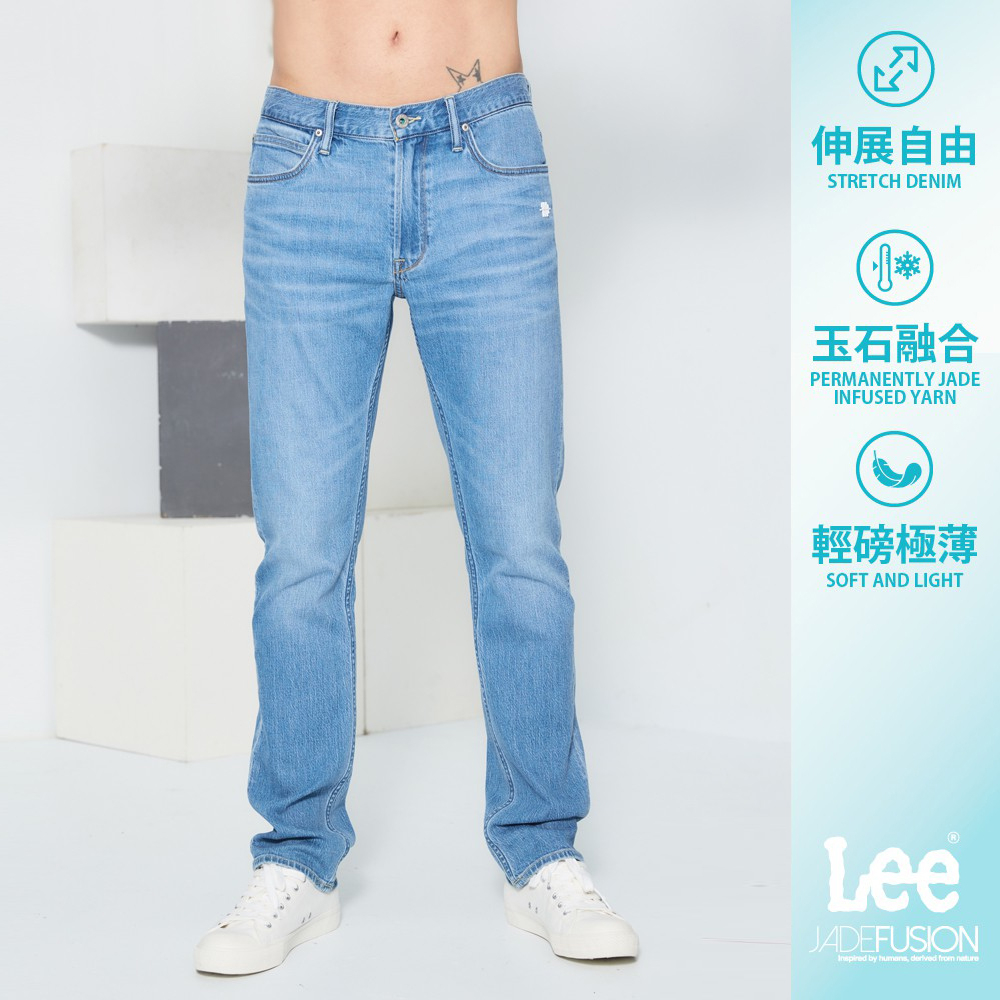 Lee 726 涼感 彈性中腰標準直筒牛仔褲 男 LL210081BKB