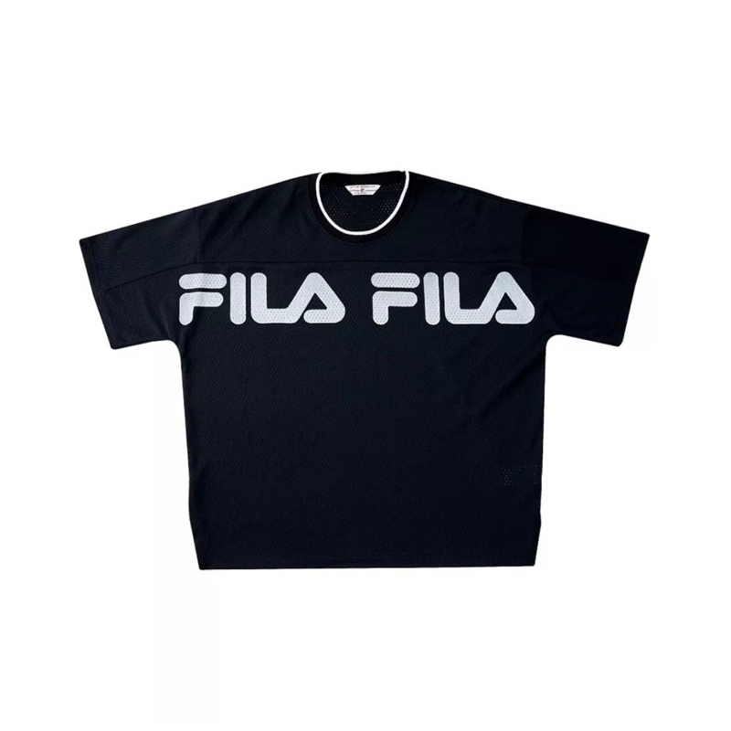 韓國休閒運動品牌 FILA Newtro Mania 短袖藍色網眼籃球上衣