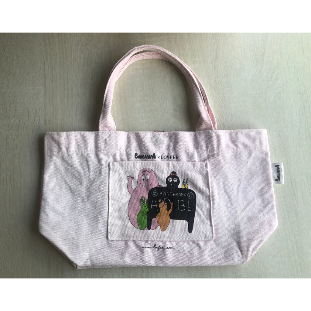 Tutorabc粉色布質手提袋/置物袋/便當袋/早餐袋/耳機袋