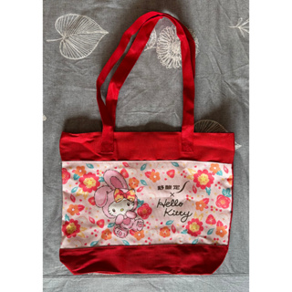 Hello Kitty圖案 帆布提袋 手提袋 環保袋（全新沒用過）紅色