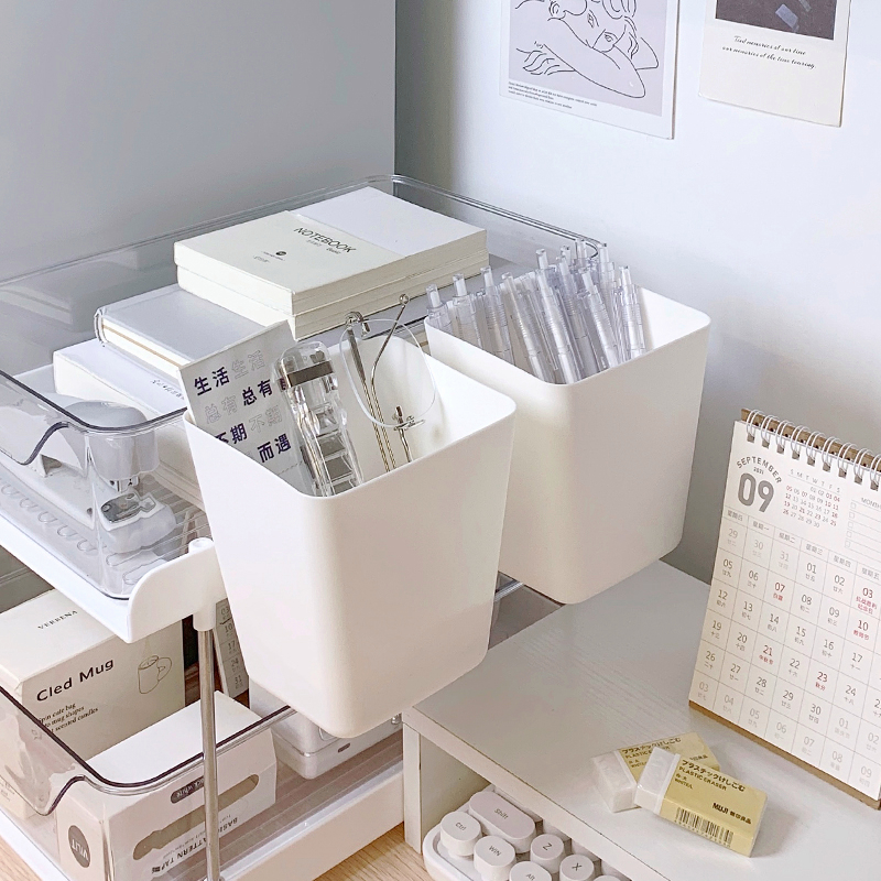 ★現貨★🏆Ins無印風 推車掛籃 掛式深筆筒 推車小掛籃 無印筆筒 掛式筆筒 小掛桶 懸掛盒 懸掛儲物籃 化妝品收納
