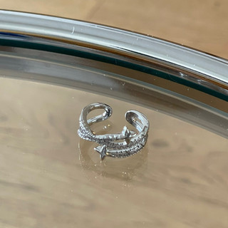 現貨bayou 三層環繞光芒星鑽戒指