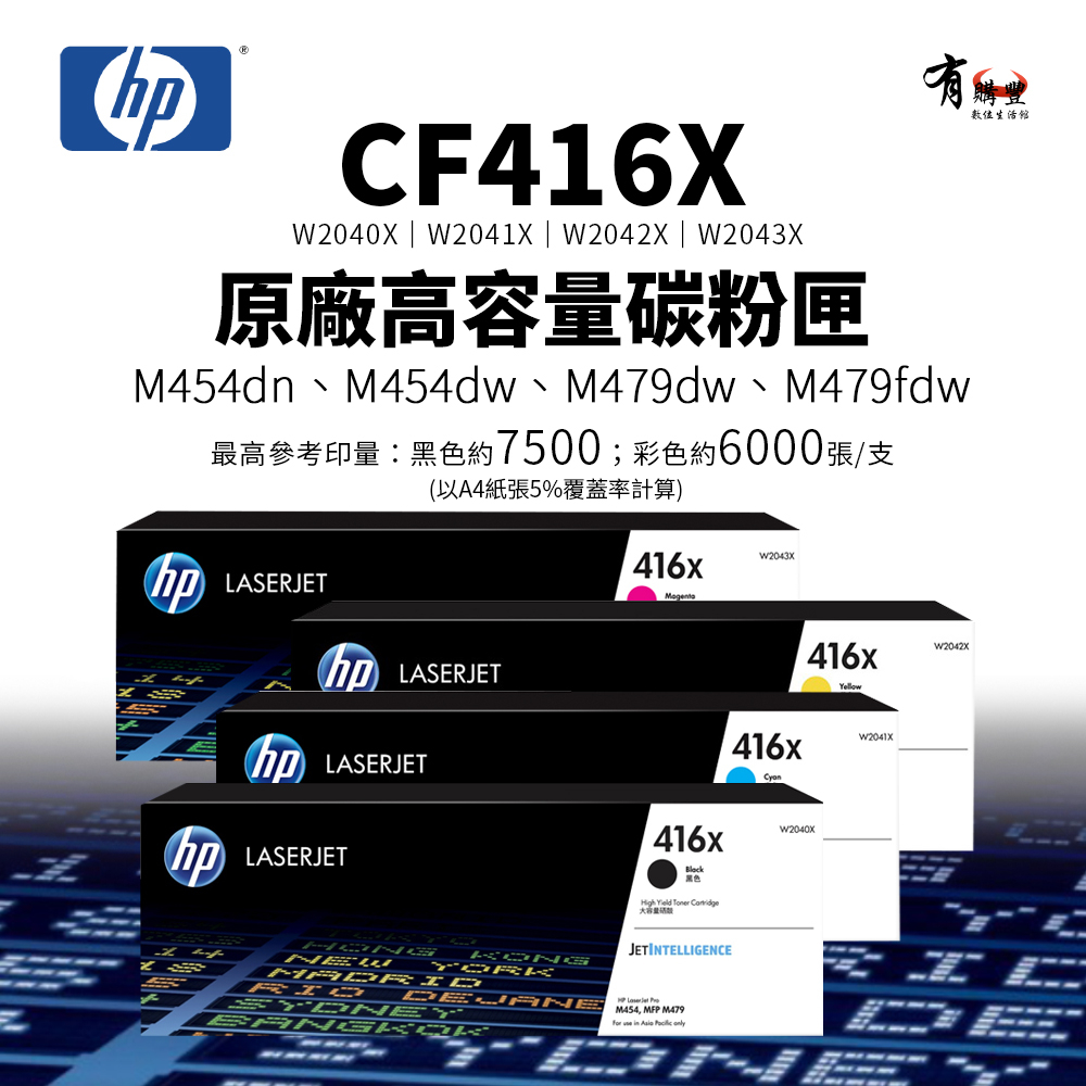 HP 416XC 原廠高容量碳粉匣(416X)｜適 M454dn、M454dw、M479dw、M479fdw