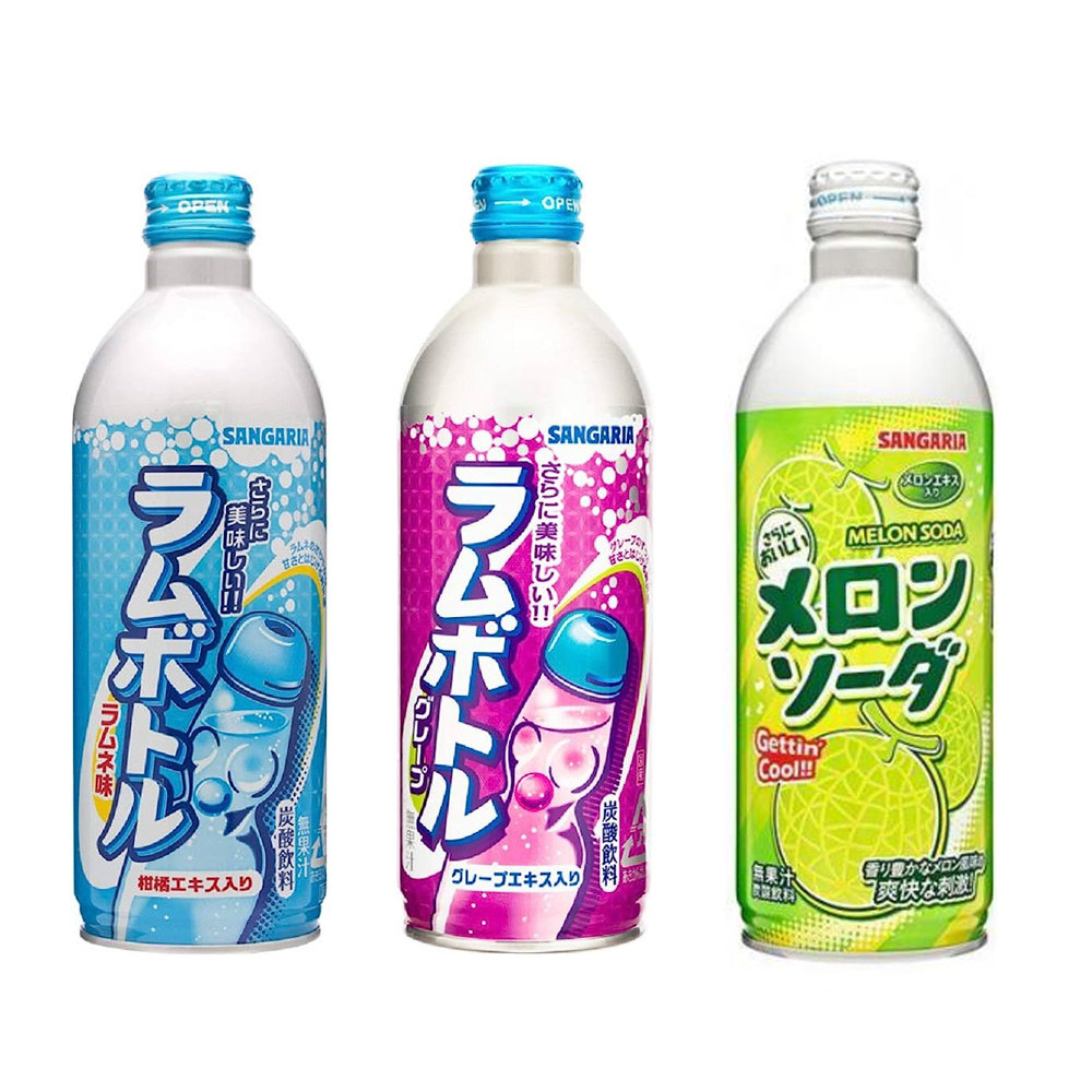 【餅之鋪】日本 山加利 Sangaria 彈珠汽水 碳酸飲料 風味飲品 葡萄 哈密瓜 蘇打