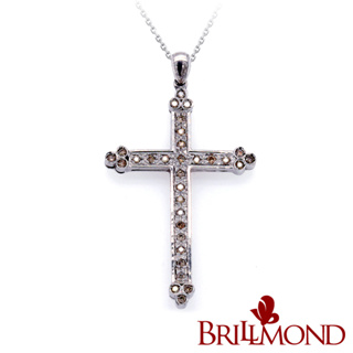 【BRILLMOND JEWELRY】十字架 大型 50分 香檳彩鑽 50分鑽墜