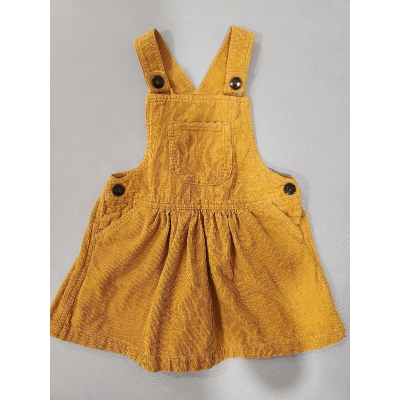二手 mothercare 高質感芥末黃口袋吊帶裙衣 (24-36M) 98cms 女寶女童