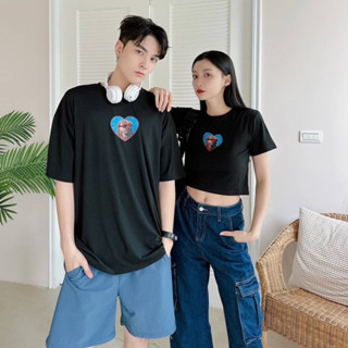【PAGANS STORE】韓國 愛心 粉紅 墨鏡 狗狗 印花 情侶款 可愛 女生 短版 上衣 短袖 短Tee