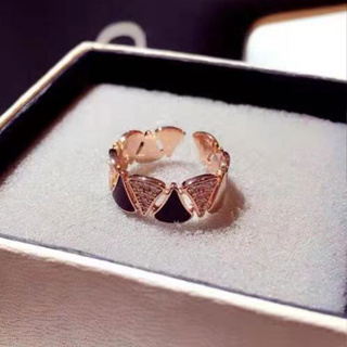 現貨輕奢 幸運草 系列 玫瑰金色 水晶 戒指 可調式戒圍 不退色1905