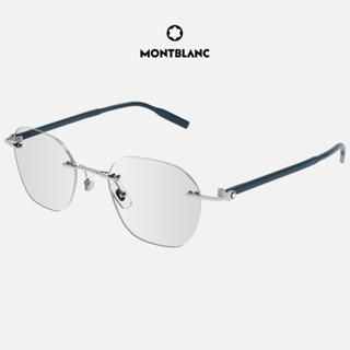 Montblanc萬寶龍眼鏡框 亞洲版商務無框斯文六邊形圓框斯文超輕鏡架 男生女生男款大臉眼鏡框架【幸子眼鏡】