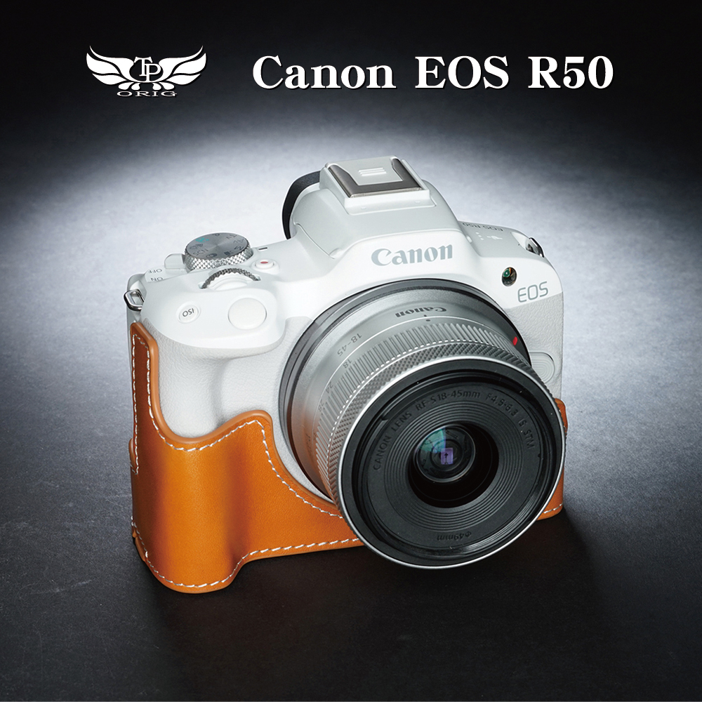 【台灣TP】真皮 適用於 Canon EOS R50 / EOSR50   快拆電池 相機包 皮套